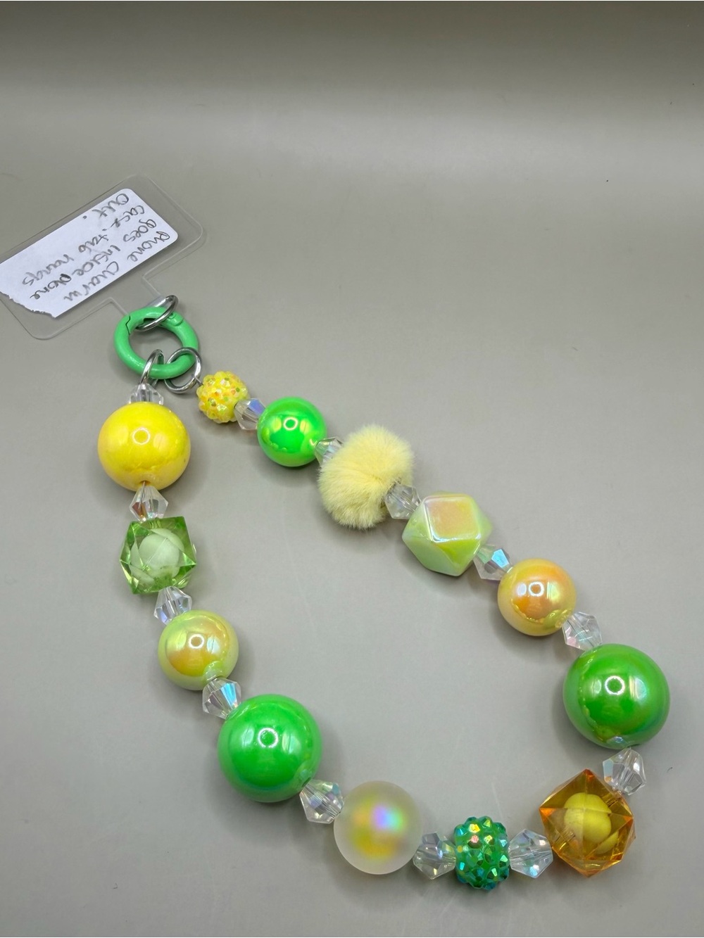 Chunky Lime & Yellow Beaded cell phone charm holder